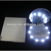 Hot sales plastic promotion gift stock led compact mirror with lights/led makeup mirror for makeup