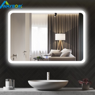 Customized Functions Wall Mounting  Illuminated Antifoggy LED Shower  Bath Mirrors